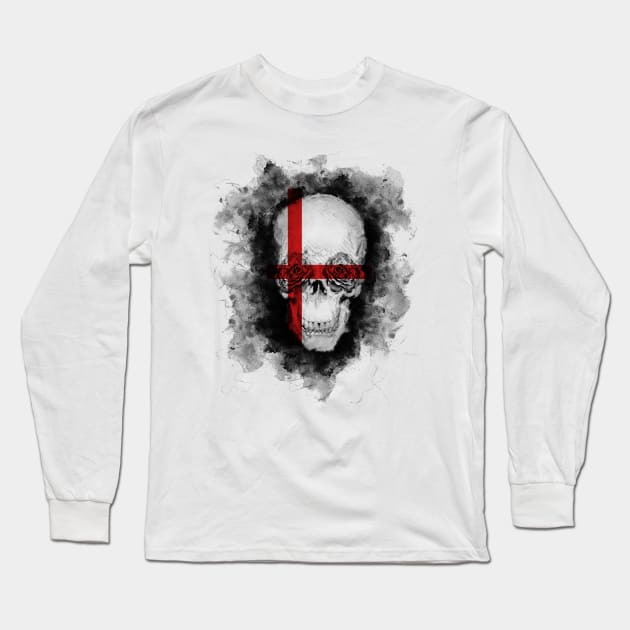 Cool Skull Rocker With Eye Roses and a Red Cross Long Sleeve T-Shirt by bestcoolshirts
